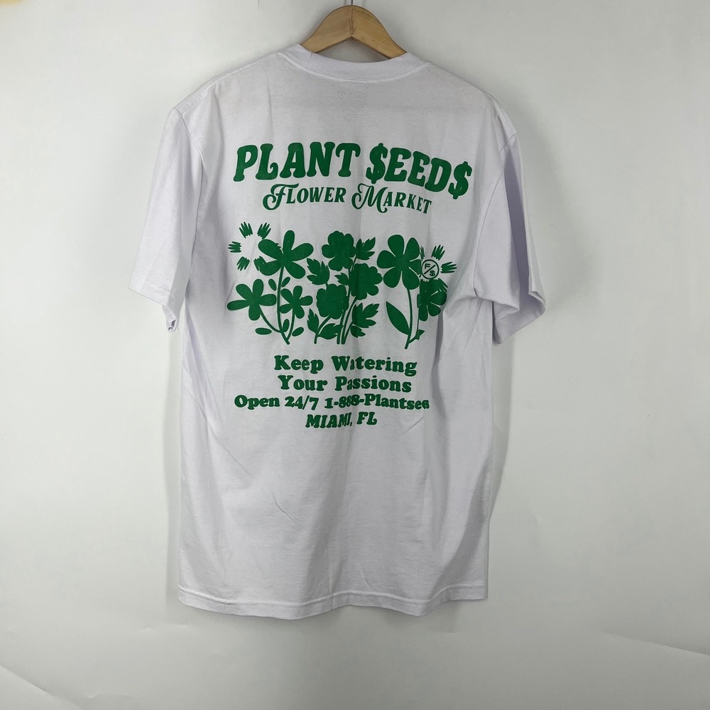 Fly Supply See The Good Plant Seeds Flower Market Miami FL Graphic T-Shirt Large